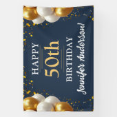 50. Geburtstag Navy Blue and Gold Celebration Banner (Vertikal)