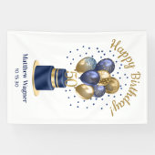 50. Geburtstag Navy Blue Balloon Cake Banner (Horizontal)
