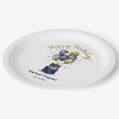 50. Geburtstag Navy Blue Balloon Cake Pappteller (Schrägansicht)