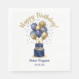 50. Geburtstag Navy Blue Balloon Cake Serviette