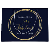 50. Geburtstag Navy Gold Personalisiertes Gastgesc Große Geschenktüte (Vorderseite)