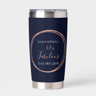 50. Geburtstag Navy Rose Gold Geburtstagsfeier Ges Thermobecher