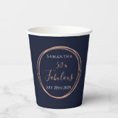 50. Geburtstag Navy Rose Gold Personalisiertes Par Pappbecher (Rückseite)