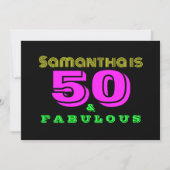 50. Geburtstag Neon 50 und Fabulous Einladung (Vorderseite)