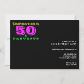 50. Geburtstag Neon 50 und Fabulous Einladung (Rückseite)