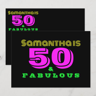 50. Geburtstag Neon 50 und Fabulous Einladung