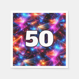 50. Geburtstag Neon-Polygon-Abstrakt Serviette