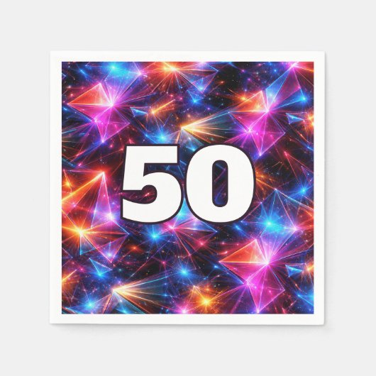 50. Geburtstag Neon-Polygon-Abstrakt  Serviette (Vorderseite)