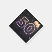 50. Geburtstag Neon Sign auf Black Napkins Serviette (Ecke)