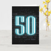 50. Geburtstag Neon Sign auf Brick Karte (Gelbe Blume)