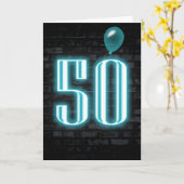 50. Geburtstag Neon Sign auf Brick Karte (Gelbe Blume)