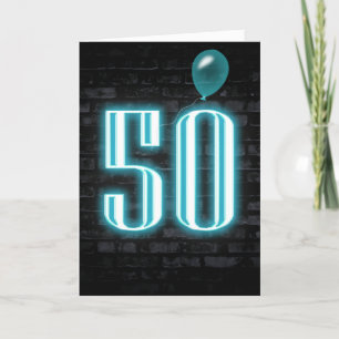 50. Geburtstag Neon Sign auf Brick Karte