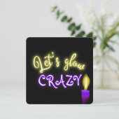 50. Geburtstag Neon-Zeichen mit Kerze Einladung (Stehend Vorderseite)