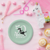 50. Geburtstag Niedlich Chic Girly Green Silhouett Pappteller (Party)