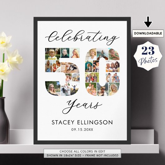 50. Geburtstag Nr. 50 23 FotoCollage Poster