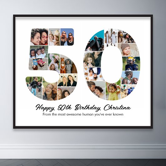 50. Geburtstag Nummer 50 Fotocollage Jahrestag Poster