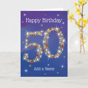 50. Geburtstag - Nummer 50 in Sternen - Blau - Alt Karte