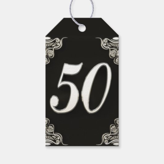 50. Geburtstag oder Jahrestag Regal Silve und Blac Geschenkanhänger (Vorderseite)