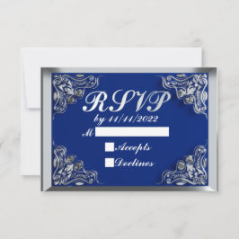 50. Geburtstag oder Jahrestag Regal Silver Blue RSVP Karte