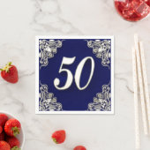 50. Geburtstag oder Jahrestag Regal Silver Blue Serviette (Beispiel)