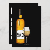 50. Geburtstag oder Jahrestag: Weinflasche u. Einladung (Vorne/Hinten)
