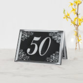 50. Geburtstag oder Jubiläum Regal Silver Black Karte (Gelbe Blume)
