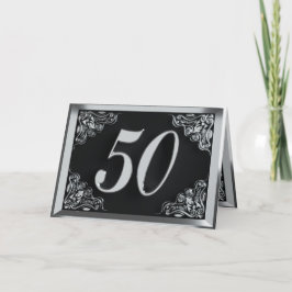 50. Geburtstag oder Jubiläum Regal Silver Black Karte