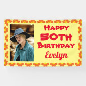 50. Geburtstag Orange Blume Foto Banner (Horizontal)