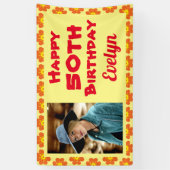 50. Geburtstag Orange Blume Foto Banner (Vertikal)