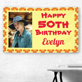 50. Geburtstag Orange Blume Foto Banner