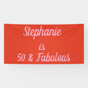 50. Geburtstag Orange Pink Custom Age Trendy 2025 Banner