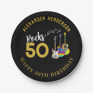 50. Geburtstag Party Name Musik Gitarren Rocks 50 Pappteller