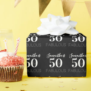 50. Geburtstag Personalisiert 50 Fabulous Schwarz- Geschenkpapier
