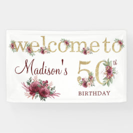 50. Geburtstag Personalisiert Burgund Gold Banner