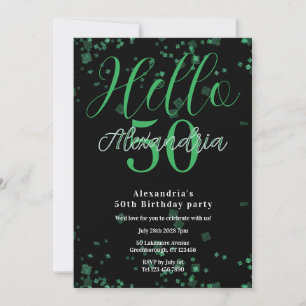 50. Geburtstag Personalisiert Elegant Schwarz und  Einladung