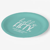 50. Geburtstag Personalisiert Pappteller (Schrägansicht)