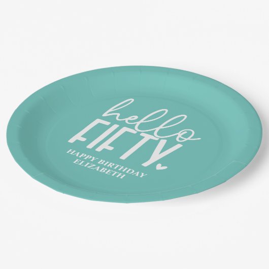 50. Geburtstag Personalisiert Pappteller (Schrägansicht)
