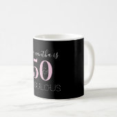 50. Geburtstag Personalisiert Schwarzes Rosa Kaffeetasse (VorderseiteRechts)