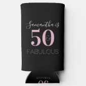 50. Geburtstag Personalisiert Schwarzes Rosa Selters Dosenkühler (Rückseite)