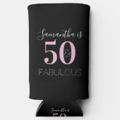 50. Geburtstag Personalisiert Schwarzes Rosa Selters Dosenkühler (Vorderseite)