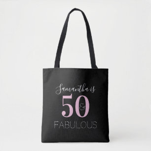 50. Geburtstag Personalisiert Schwarzes Rosa Tasche