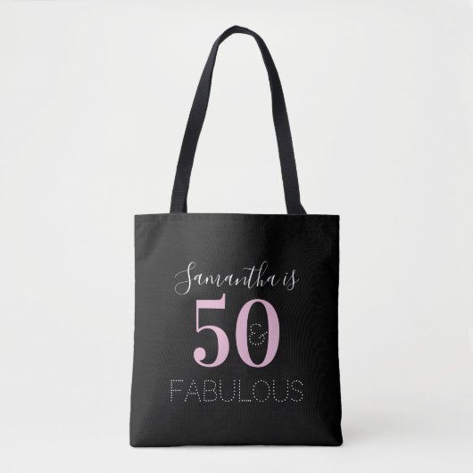 50. Geburtstag Personalisiert Schwarzes Rosa Tasche (Vorderseite)