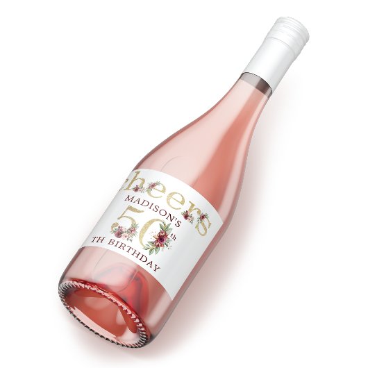 50. Geburtstag Personalisierte Goldflora Schaumweinetikett