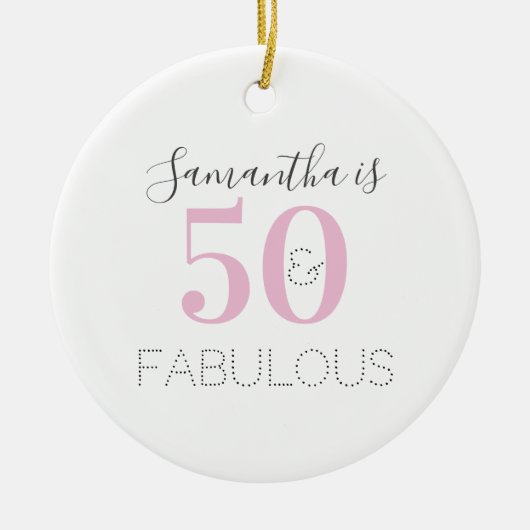 50. Geburtstag Personalisierte Typografie Keramik Ornament (Vorne)