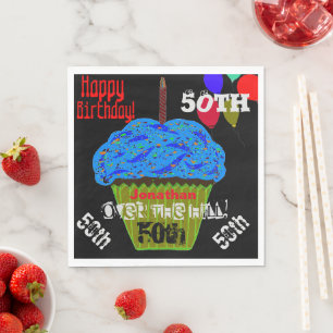 50. Geburtstag Personalisierter blauer Cupcake Serviette