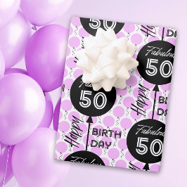 50. Geburtstag Pink Balloons Geschenkpapier Set