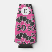 50. Geburtstag PINK BLACK Mit Monogramm Personalis Flaschenkühler (Vorderseite)