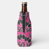 50. Geburtstag PINK BLACK Mit Monogramm Personalis Flaschenkühler (Flasche Rückseite)