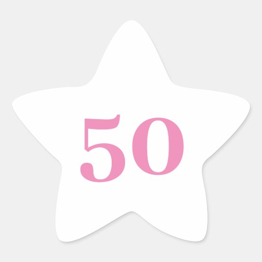 50. Geburtstag Pink Custom Age Number 50 Trendy Stern-Aufkleber (Vorderseite)
