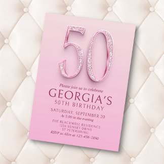 50. Geburtstag Pink Diamonds Einladung
